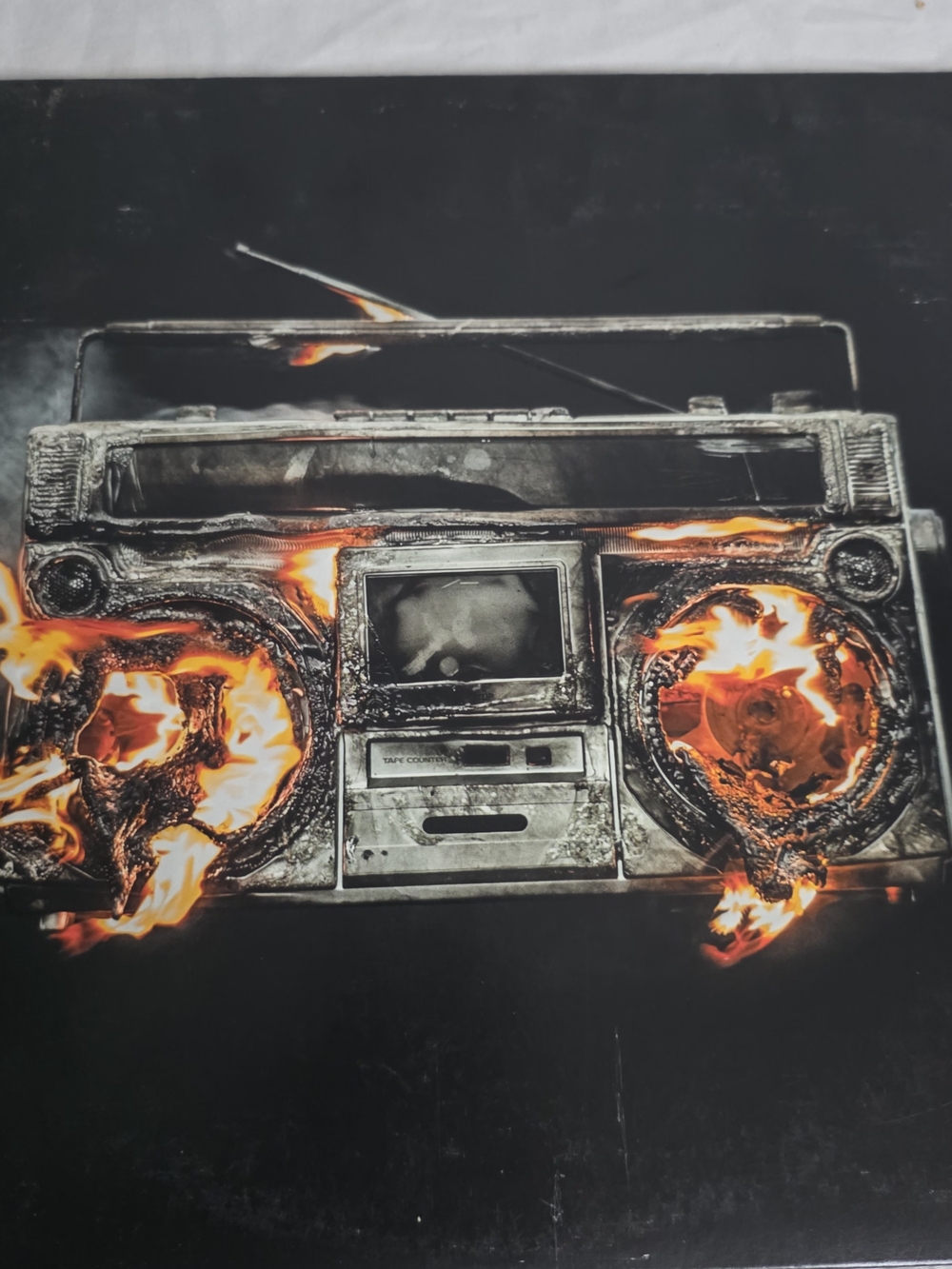 Portable Boombox Speaker with Flaming Graphic - Black